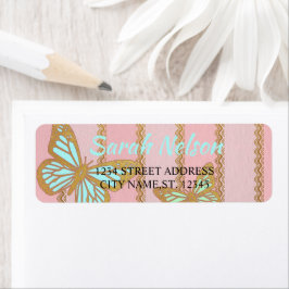 Etiqueta Douradas e borboletas rosa