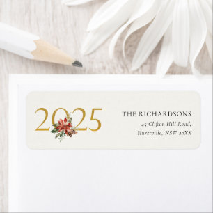 Etiqueta Dourado Ano 2023 da Poinsettia Bunch Foil