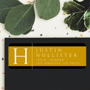 Etiqueta Dourado branco e preto Endereço de devolução clá