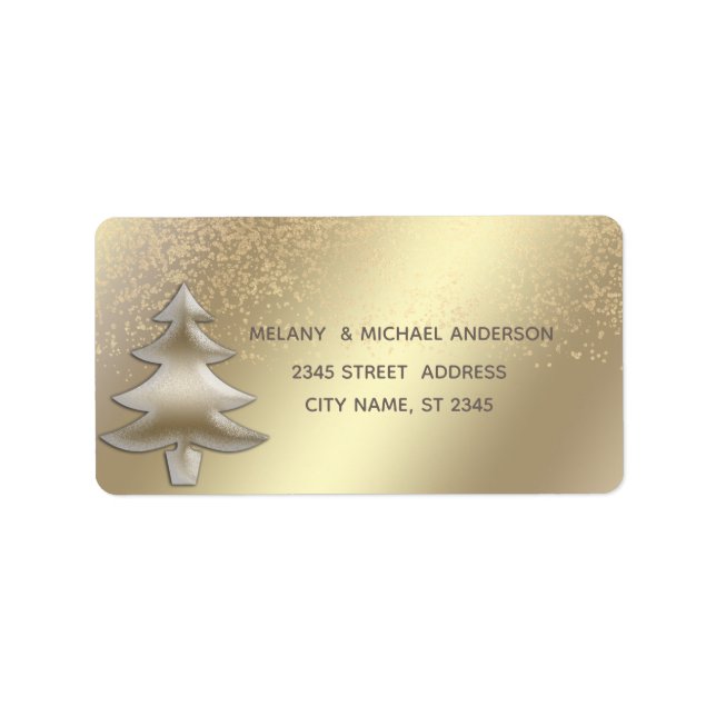 Etiqueta Dourado confetti elegante Natal (Frente)