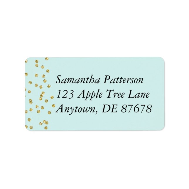 Etiqueta Dourado Confetti em Mint Green (Frente)