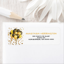 Etiqueta Dourado Confetti Streamers Balão Festivo