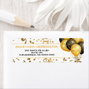 Etiqueta Dourado Confetti Streamers Balão Festivo