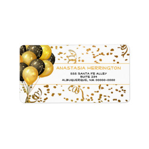 Etiqueta Dourado Confetti Streamers Balão Festivo