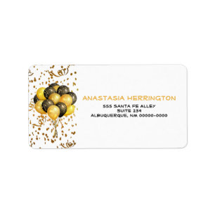 Etiqueta Dourado Confetti Streamers Balão Festivo