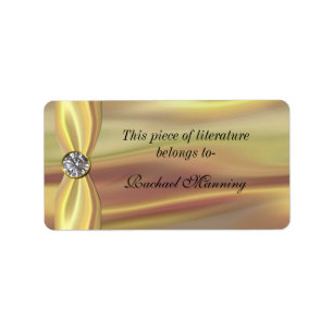 Etiqueta Dourado do Bookplate do cetim