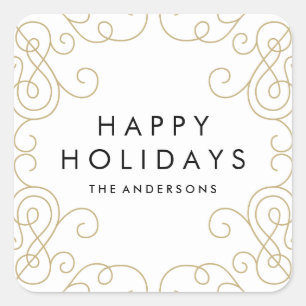 Etiqueta Dourado do feriado do rolo