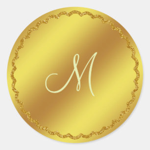 Etiqueta Dourado do monograma da folha do falso