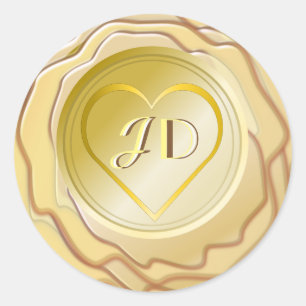 Etiqueta Dourado do selo do coração e da cera da
