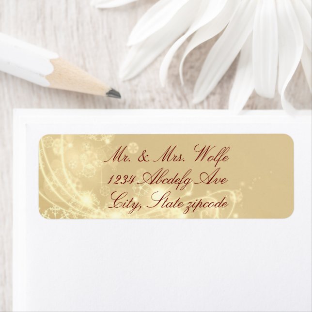 Etiqueta Dourado floco de neve elegante inverno (Insitu)