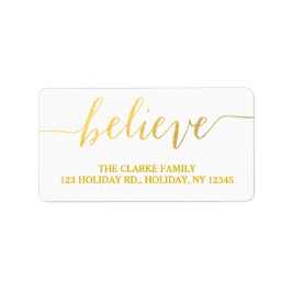 Etiqueta Dourado Glam Acredita | Rótulo de endereço de féri