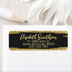 Etiqueta Dourado Glitter Modern Luxury Endereço de Retorno