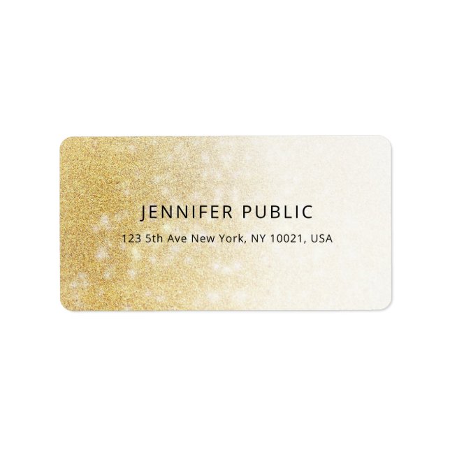 Etiqueta Dourado Glitter Modern Simples Modelo Professional (Frente)