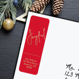 Etiqueta Dourado JOYFUL no Red Christmas Return Address