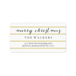 Etiqueta Dourado Largo Pinstripes Roteiro Feliz Natal