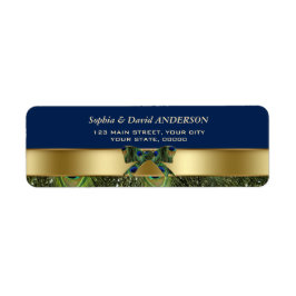 Etiqueta Dourado Marinho Azul Penas Pavão-Pavão Endereço de