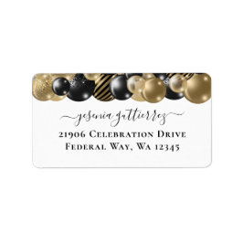 Etiqueta Dourado Sparkle Black Quinceanera Balloon Return L