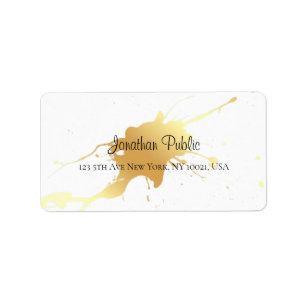 Etiqueta Dourado Splash Calligraphy Script Name Elegant Mod