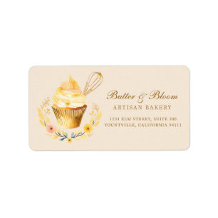 Etiqueta Dourado uísque e Cupcake, padaria cozinheira