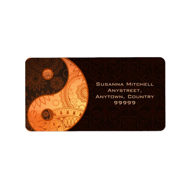 Etiqueta Dourado Yin Yang, com padrão (Frente)