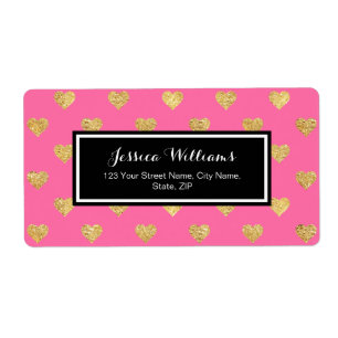 Etiqueta Dourados corações reluzentes