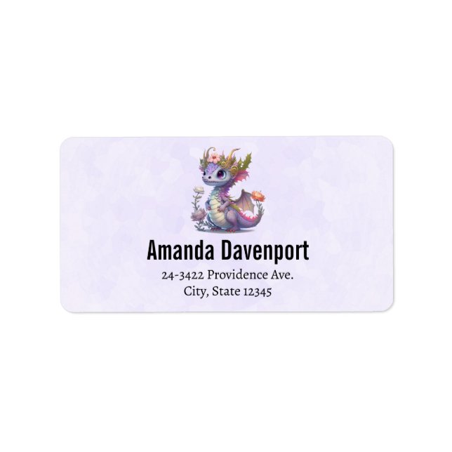 Etiqueta Dragão Roxo com Coroa Elegante (Frente)