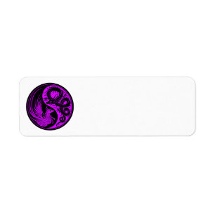 Etiqueta Dragão roxo e preto Phoenix Yin Yang
