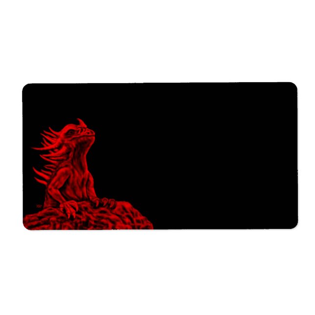 Etiqueta Dragão vermelho pequeno (Frente)