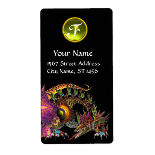 Etiqueta DRAGO / GEM Monograma de DRAGON amarelo Topaz