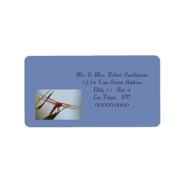 Etiqueta Dragonfly Blue Personalised Address Large Labels (Frente)