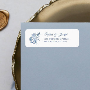 Etiqueta Dusty Blue Chinoiserie Casamento Endereço de dev