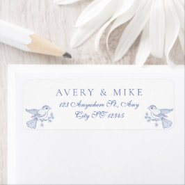 Etiqueta Dusty Blue Elegant Vintage Rosas Crest Casamento