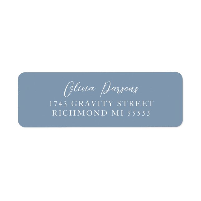 Etiqueta Dusty Blue Modern Elegantly Scripted Label (Frente)