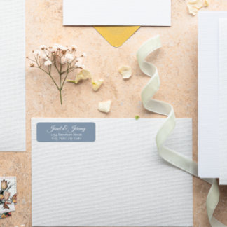 Etiqueta Dusty Blue Stylized Names Endereço de Devolução de