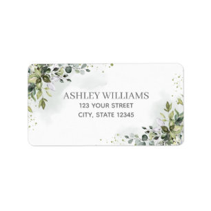 Etiqueta Dusty Blue Watercolor Morada de Devolução Verde