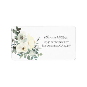Etiqueta Dusty Blue & White Floral - Endereço de devolução 