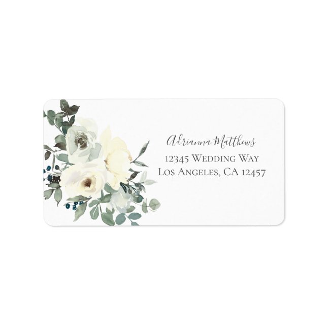 Etiqueta Dusty Blue & White Floral - Endereço de devolução  (Frente)