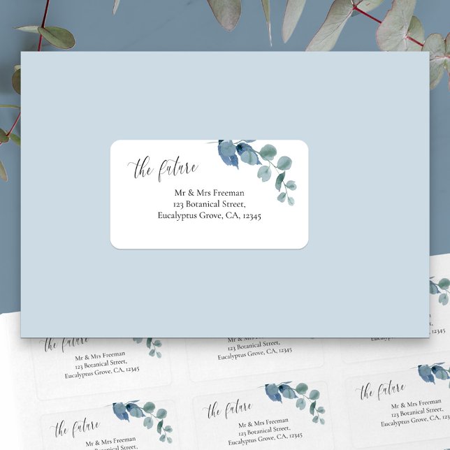 Etiqueta Dusty Eucalyptus futuro Sr. e Sra. Endereço (Eucalyptus address labels for the future Mr and Mrs)