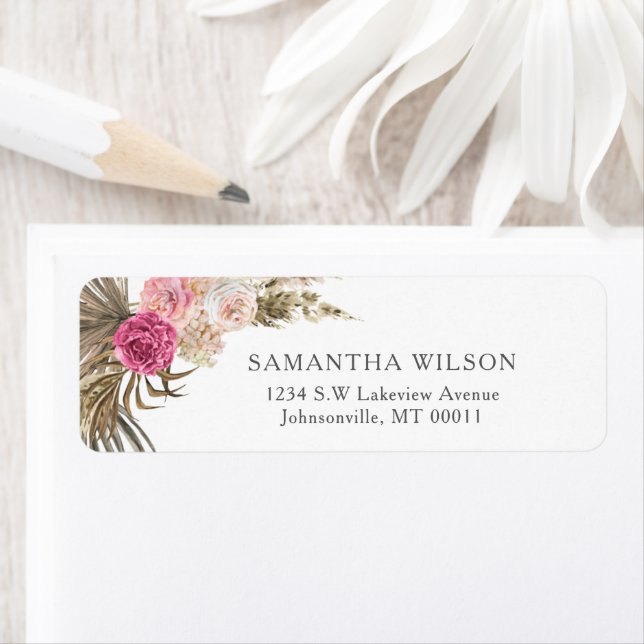 Etiqueta Dusty Rosa Floral Boho Wedding (Insitu)