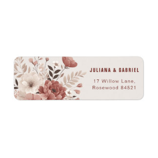Etiqueta Dusty Rosa Modern Floral Wedding Endereço