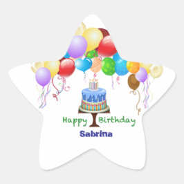 Etiqueta e etiqueta de estrela de aniversário