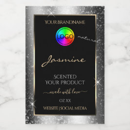 Etiqueta e logotipo do produto de quadro de brilho