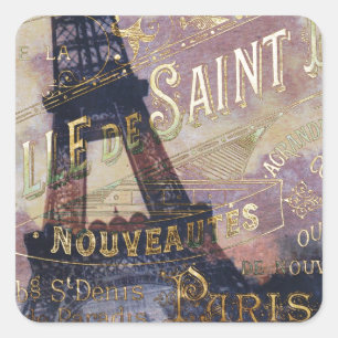 Etiqueta e torre Eiffel do francês do vintage