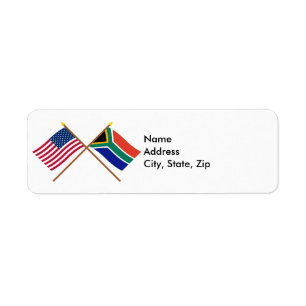 Etiqueta E.U. e bandeiras cruzadas África do Sul