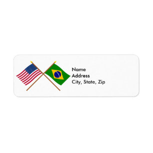 Etiqueta E.U. e bandeiras cruzadas Brasil