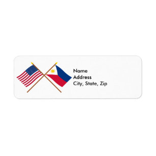 Etiqueta E.U. e bandeiras cruzadas Filipinas