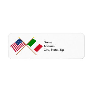 Etiqueta E.U. e bandeiras cruzadas Italia