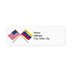 Etiqueta E.U. e bandeiras cruzadas Venezuela