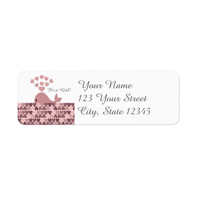 Etiqueta É uma garota! Baleia rosa-branca (Frente)