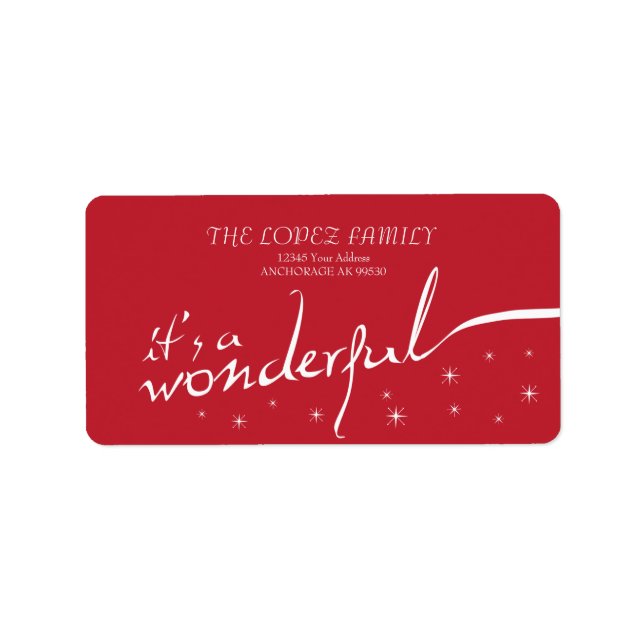 Etiqueta É uma vida maravilhosa, feriado vermelho (Frente)